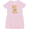 thumbnail image 3 of Inktastic Cute Teddy Bear Holding Flowers Girls Toddler Dress, 3 of 5