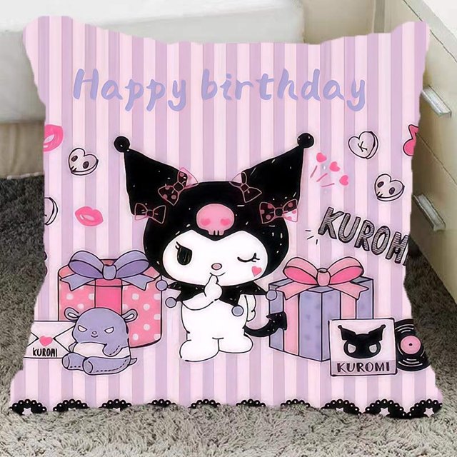 Funda de almohada Sanrio con dibujos animados, funda de cojín para sofá de anime bidimensional Kuromi Melody, decoración del hogar para habitación femenina, regalo de cumpleaños