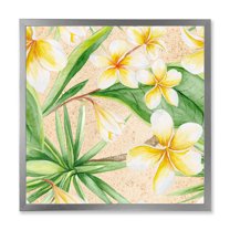 Designart 'Yellow Flowers and Tropical Foliage XI' Traditional Framed Art Print