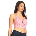 thumbnail image 3 of Womens Boho Floral Crochet Lace Racerback Tank Camisole Bralette Bra Summer Crop Bikini Top, 3 of 6