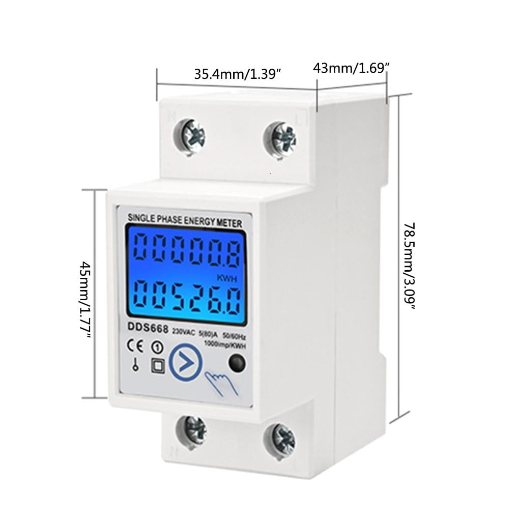 Electricity Meter Din Rail Consumption Wattmeter Monitors Multimeter LCD Display