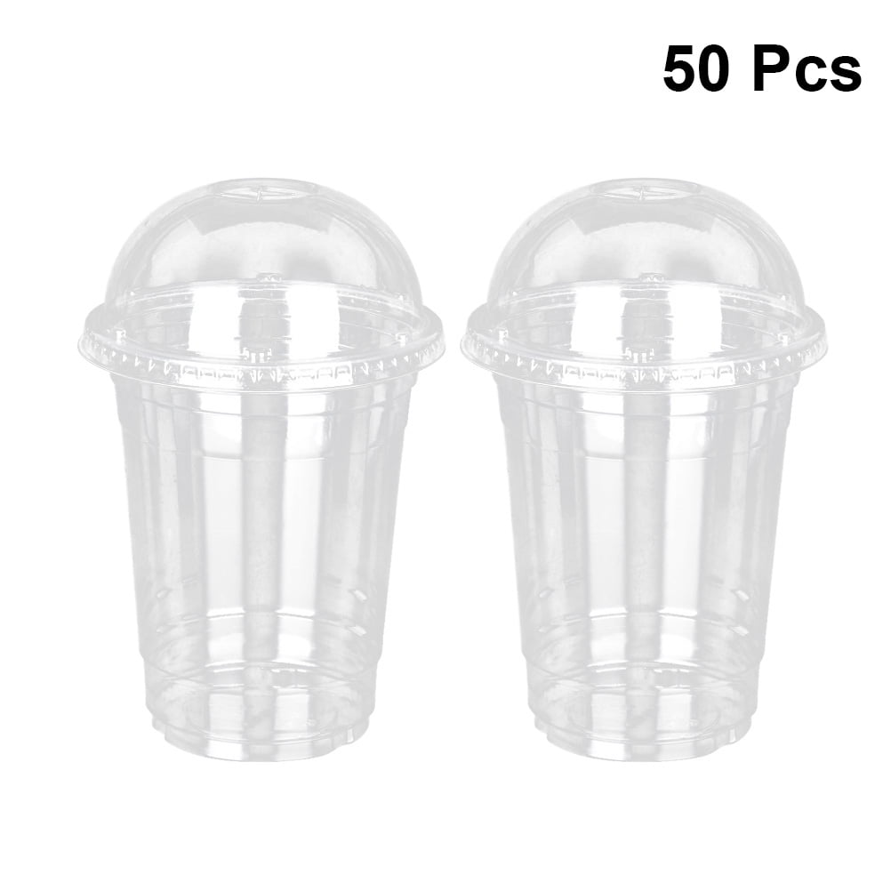 HomeyGear [12 oz - 36 Sets] Large Clear Plastic Cold Drink Cups with Flat Slotted Lids for Iced Coffee Tea Smoothie Slush Bubble Boba BPA Free