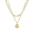 thumbnail image 1 of Collar de cadena chapado en oro para mujer Collar de capas con colgante de letra hexagonal Wmkox8yi sjalhkljlk5828, 1 of 1