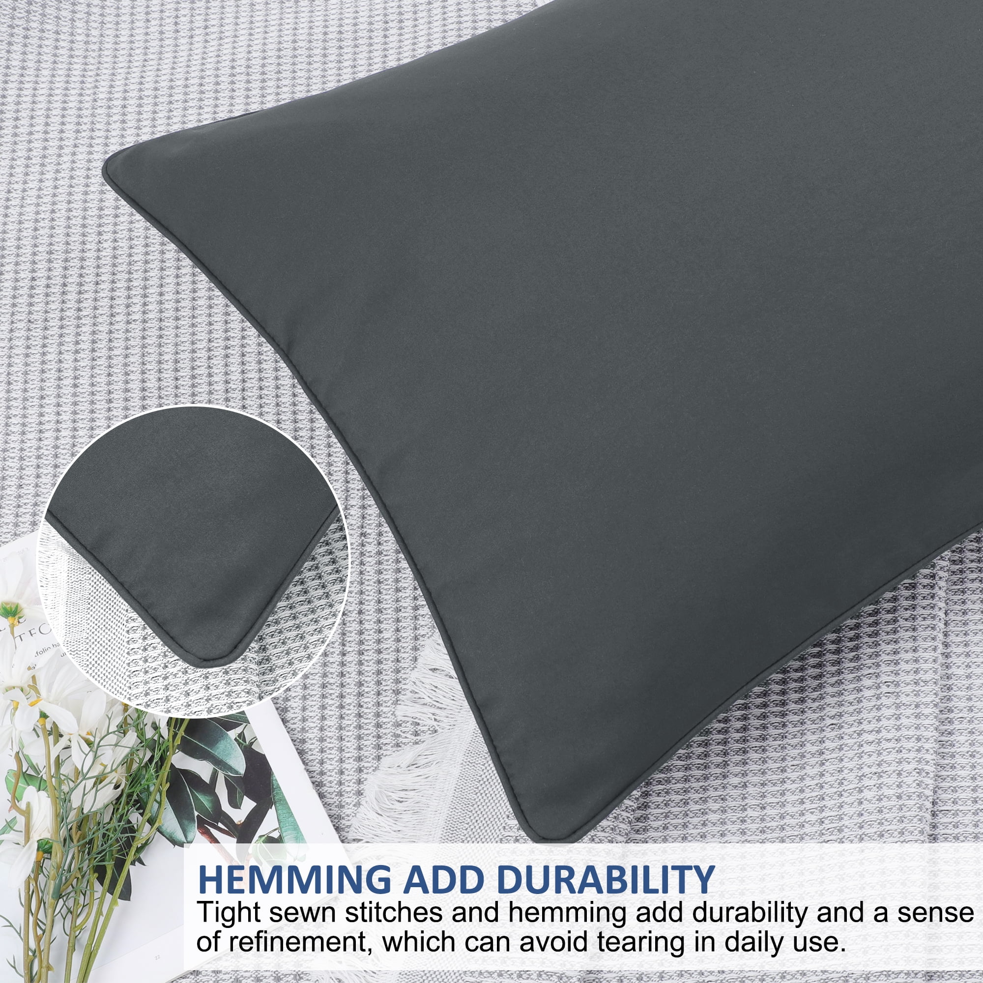 Unique Bargains Brushed Zipper Closure Body Microfiber Pillowcases Dark Gray 20"x48"