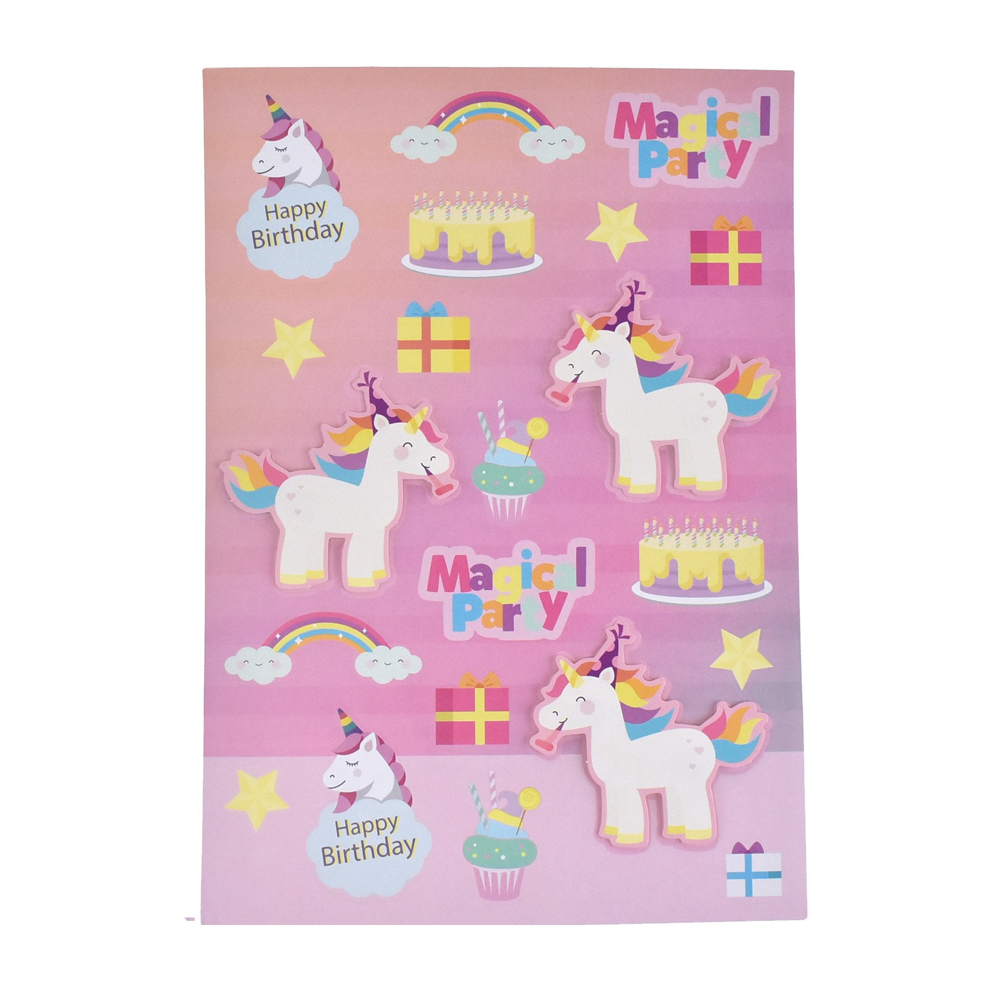 Unicorn "Happy Birthday" Paper Craft Stickers, 21Piece