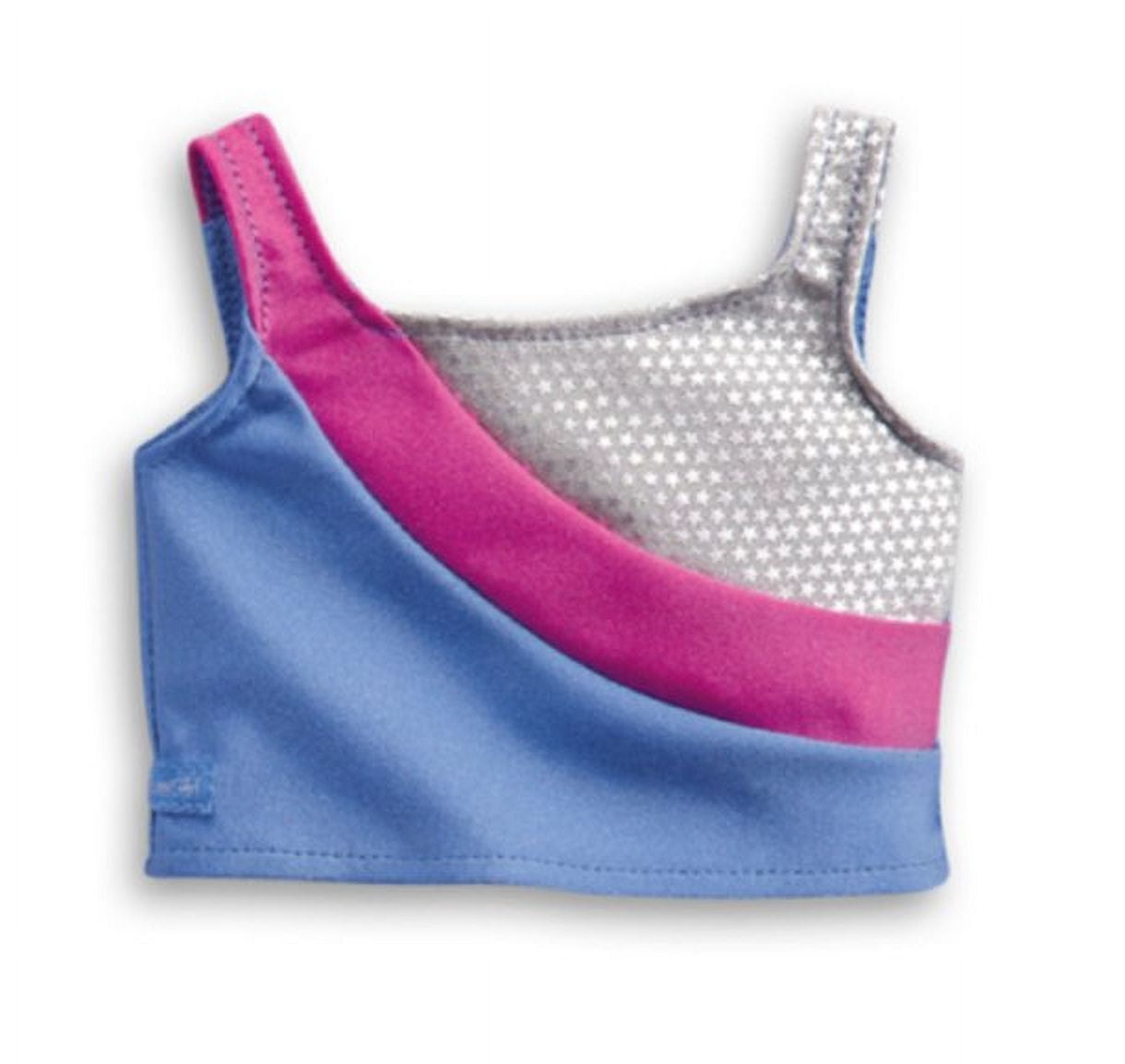 American Girl 2 in 1 Gymnastics Practice Outfit for 18" Dolls, Pink/Blue/Silver, Doll Clothing