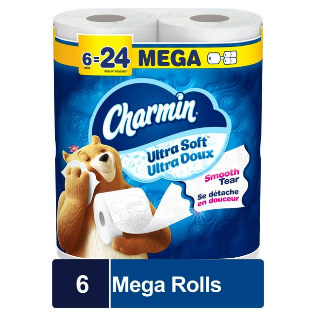Charmin Ultra Soft, 2-Ply Toilet Paper, 6 Rolls (24 Regular Rolls Equivalent)