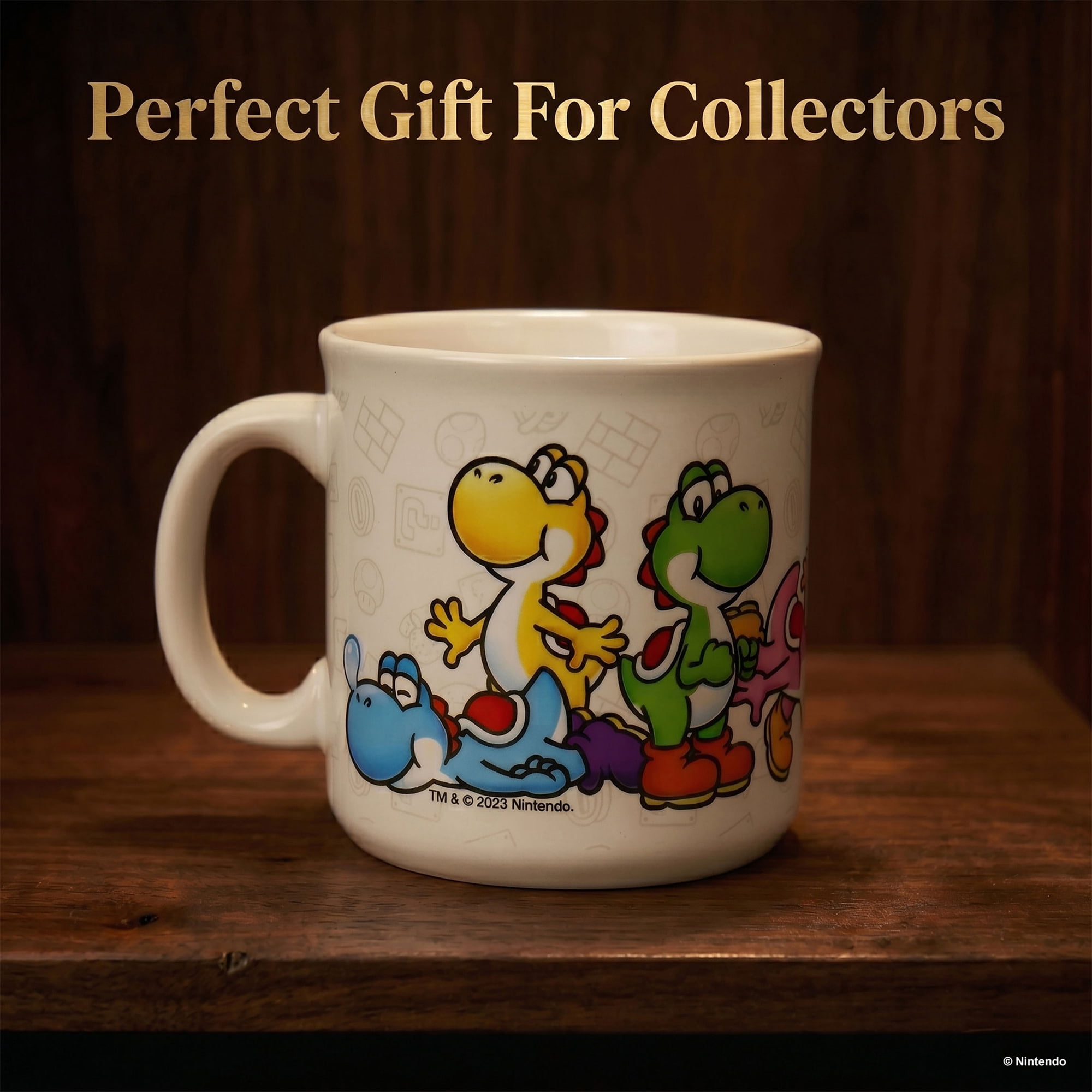 Pyramid America: Super Mario: Mario & Yoshi - 20oz Ceramic Camper Mug -Coffee Tea Cup, Microwave-Dishwasher Safe, Video Game Fan Collectible, Licensed