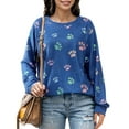 thumbnail image 2 of ZXSXSY Women Dogs Paw Print Graphic Pullover Long Sleeve Cute Sweatshirt, 2 of 10