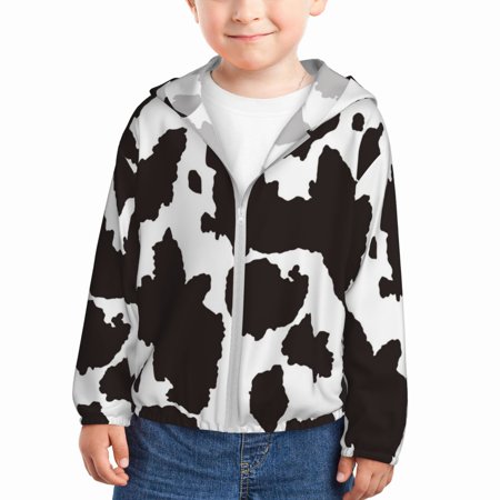 

Vsdgher Cow Skin 2 Kids Sun Protection Hoodie with Zip Rash Guard Tops Children s Long Sleeve Sun Protection Clothing - 3 Years