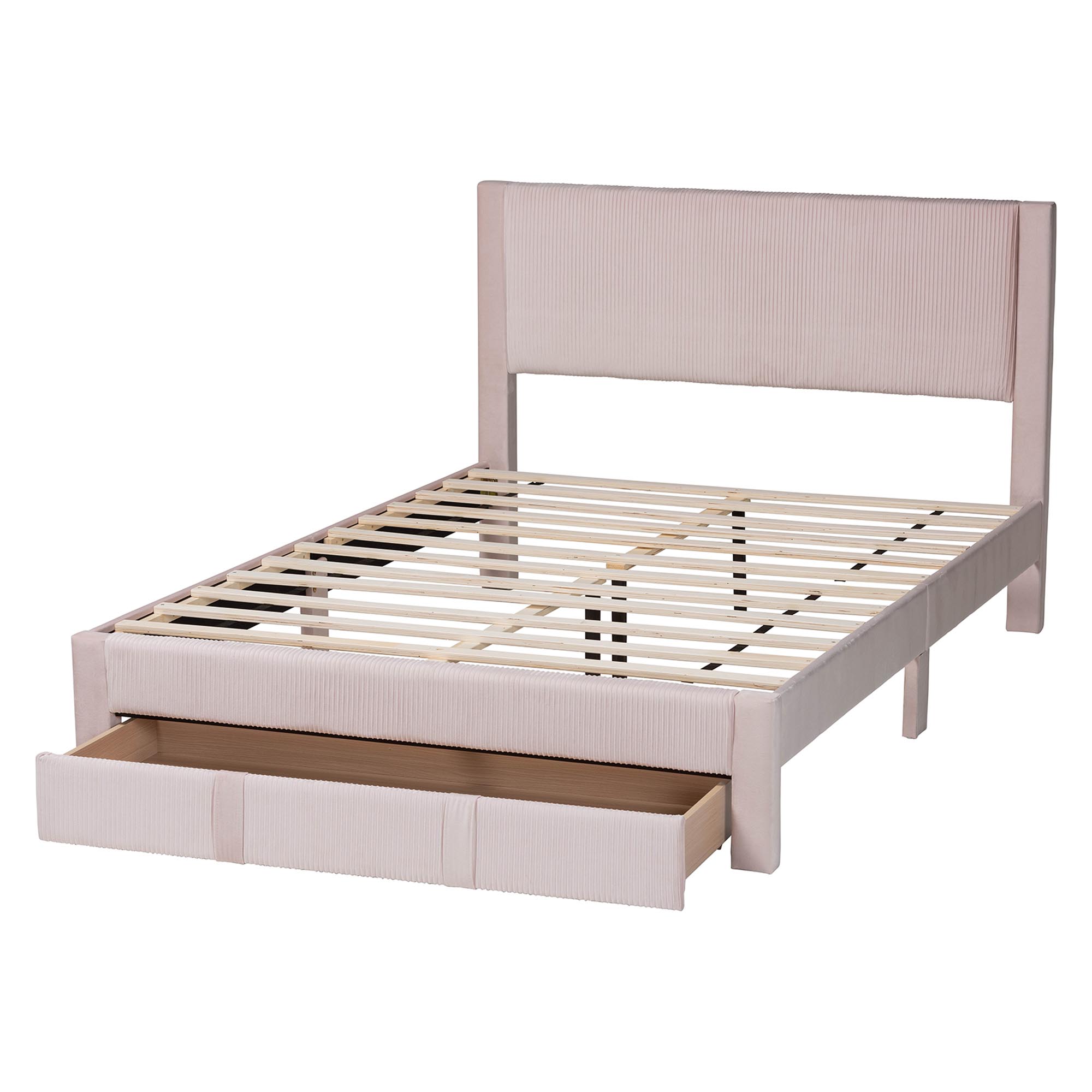 Baxton Studio Elora Modern Storage Bed, Queen, Light Pink