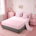 thumbnail image 3 of Erosebridal Pink Bowknot Kids 7-Piece Twin Bedding Sets,Red Cherries Romantic Hearts Print Bedding Comforter Set For Girls,Reversible pink, 3 of 7
