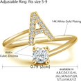 thumbnail image 2 of GHSDFBB Initial Letter Ring for Women Girls Gold Stackable Alphabet Rings with Initial Adjustable Crystal Inlaid Initial Rings Bridesmaid Gift, 2 of 6