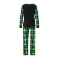 thumbnail image 4 of Pijamas familiares navideños a juego, camiseta de manga larga con estampado de dinosaurios de dibujos animados y pantalones a cuadros. Ropa de dormir y estar por casa., 4 of 10