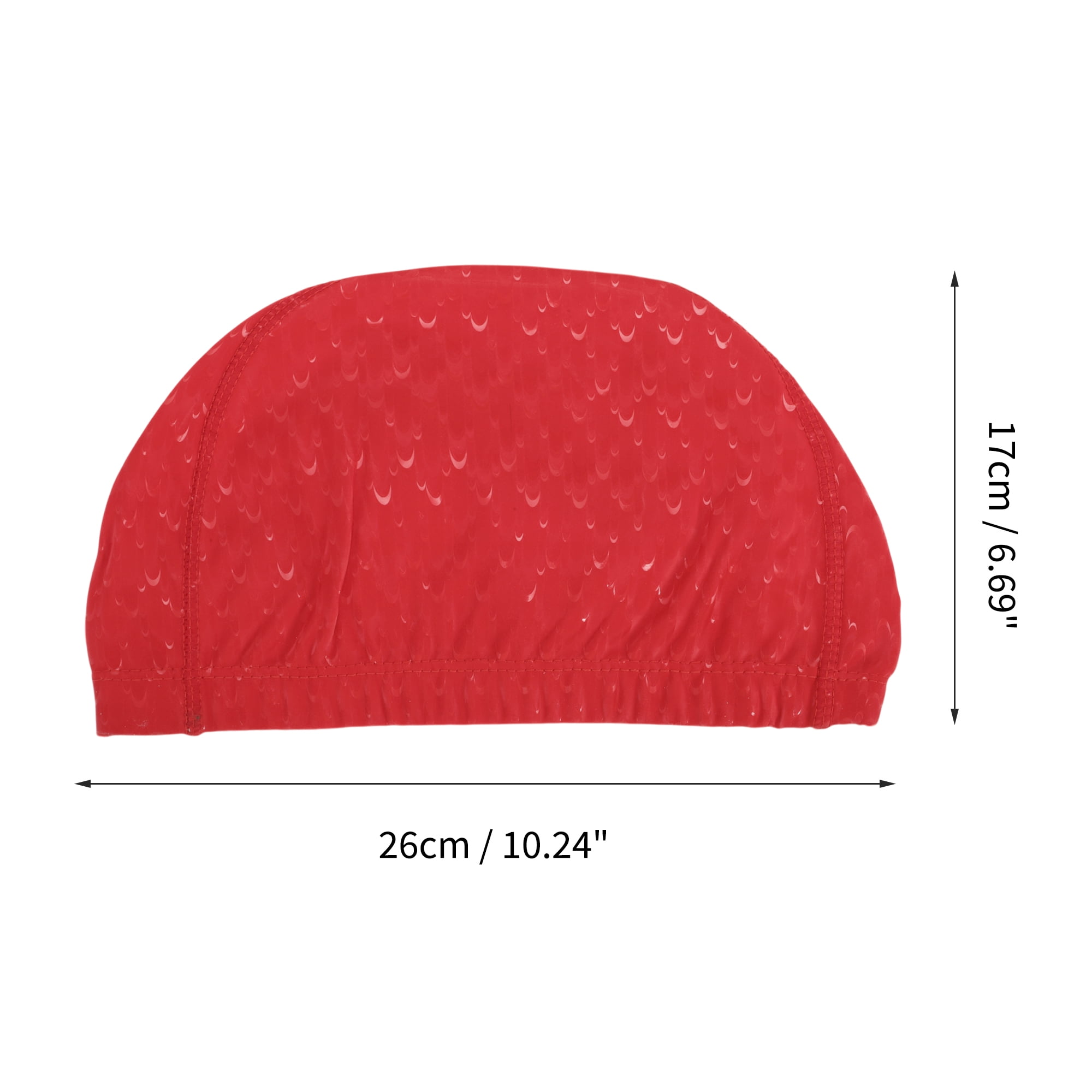Unique Bargains Pleated Style Swimming Cap 1 Pc Red