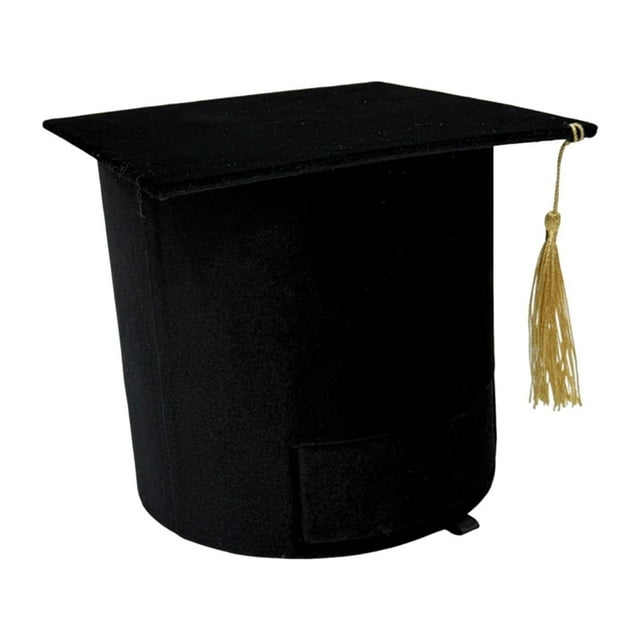 Caja de regalo con birrete de graduación Estuche de regalo con flores Suministros livianos y versátiles con Negro