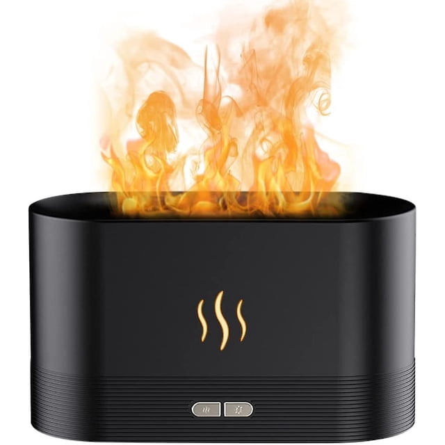 Difusor de aceites esenciales, difusor de aroma con efecto de llama, humidificador de aceites esenciales con modo de niebla ajustable, apagado automático, para dormitorio/apartamento/o. Afortunado Sencillez