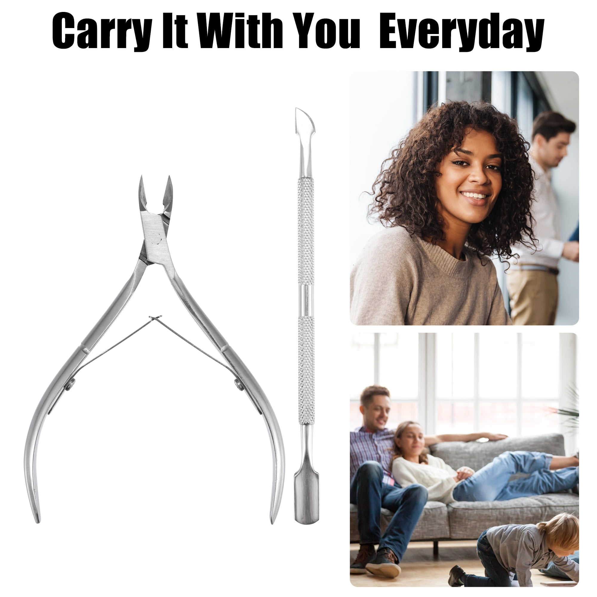 Unique Bargains 1 Set Easy Grip Toe Nail Clippers for Thick Nail Silver Tone Steel