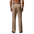 thumbnail image 4 of Havenx Mens Baggy Dress Pants Linen Pleated Suit Pants Straight Leg Baggy Lined Slacks with Pockets Vintage Stylish Loose Fit Work Business Casual Trousers Slacks,Brown 2XL, 4 of 6