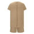 thumbnail image 4 of Tops de Cuello Redondo para las Mujeres Casual de Manga Corta Y Pantalones Cortos con Cordón de Dos Piezas Color Bloqueado Conjunto, 4 of 9