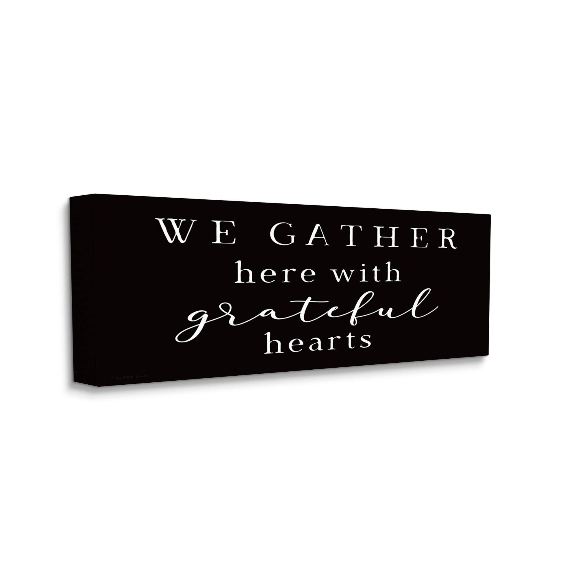 Stupell Industries Gather With Grateful Hearts Family Typography Sign Graphic Art Gallery Wrapped Canvas Print Wall Art, Design by Elizabeth Tyndall