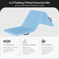 thumbnail image 3 of BalanceFrom 3-Panel All-Purpose Folding Gymnastics Workout Mat, 6' x 2' x 2", Light Blue, 3 of 6