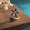 thumbnail image 2 of K-KED Red Jade Flower Rings Adjustable Ring Women 925 Silver Delicate Jewelry Gemstone Natural, 2 of 3