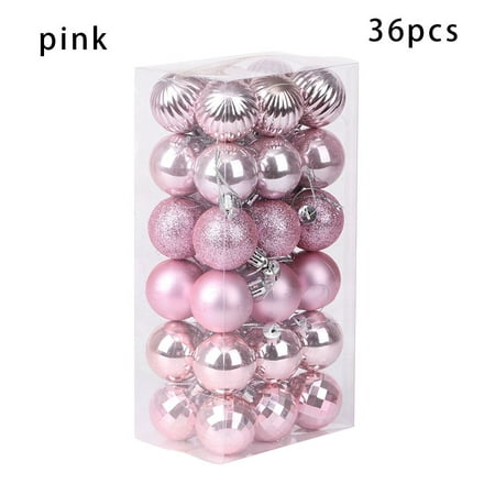 

36PCS 4CM Plastic DIY Gifts Party Supplies Crafts Christmas Tree Decoration Drop Pendant Xmas Hanging Ball Bauble PINK