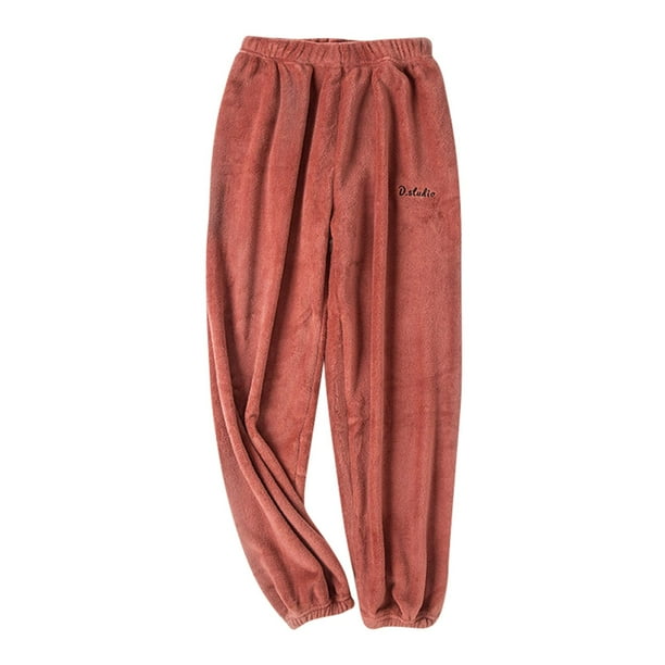 Pantalones de invierno cálido Sunnimix para Mujer Ropa de Dormir Pijamas de terciopelo Rojo