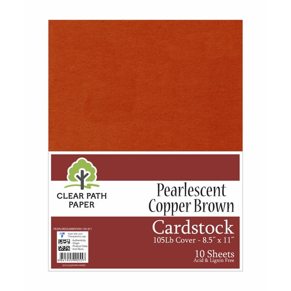 Pearlescent Copper Brown Cardstock - 8.5 x 11 inch - 105Lb Cover - 10 Sheets - Clear Path Paper