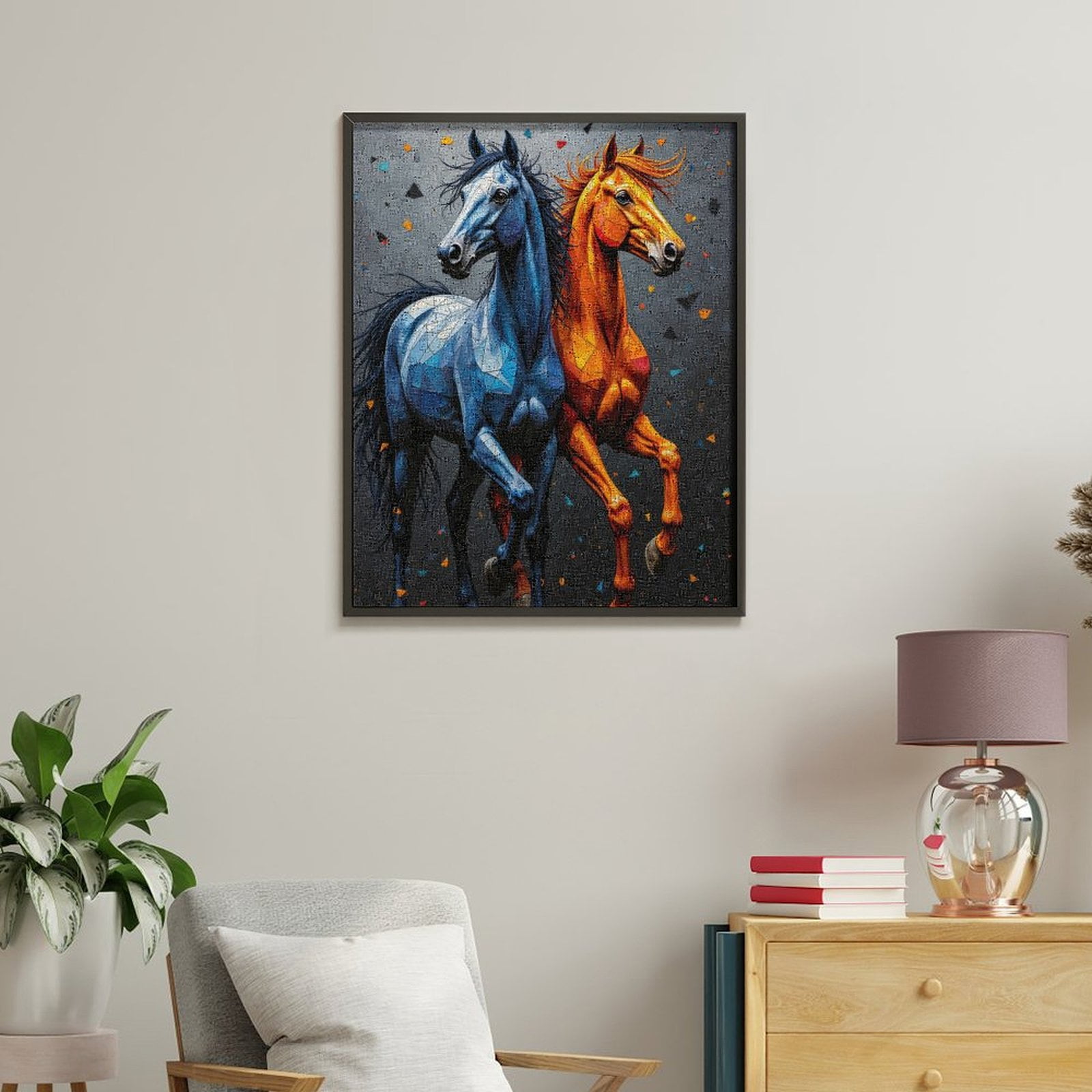 Paint By Numbers Kit for Adults Beginner - Colorful Geometric Horses Art DIY Canvas Painting Kits for Adults, Frameless Paint By Number for Adults for Home Wall Decor 16x20 Inch