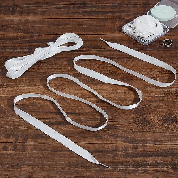 2 Pairs Flat Smooth Polyester Shoelaces White Flat Shoe Laces with Plastic Aglets Replacement Sneakers Shoelaces for Sneakers Strings 1400x16x0.2mm