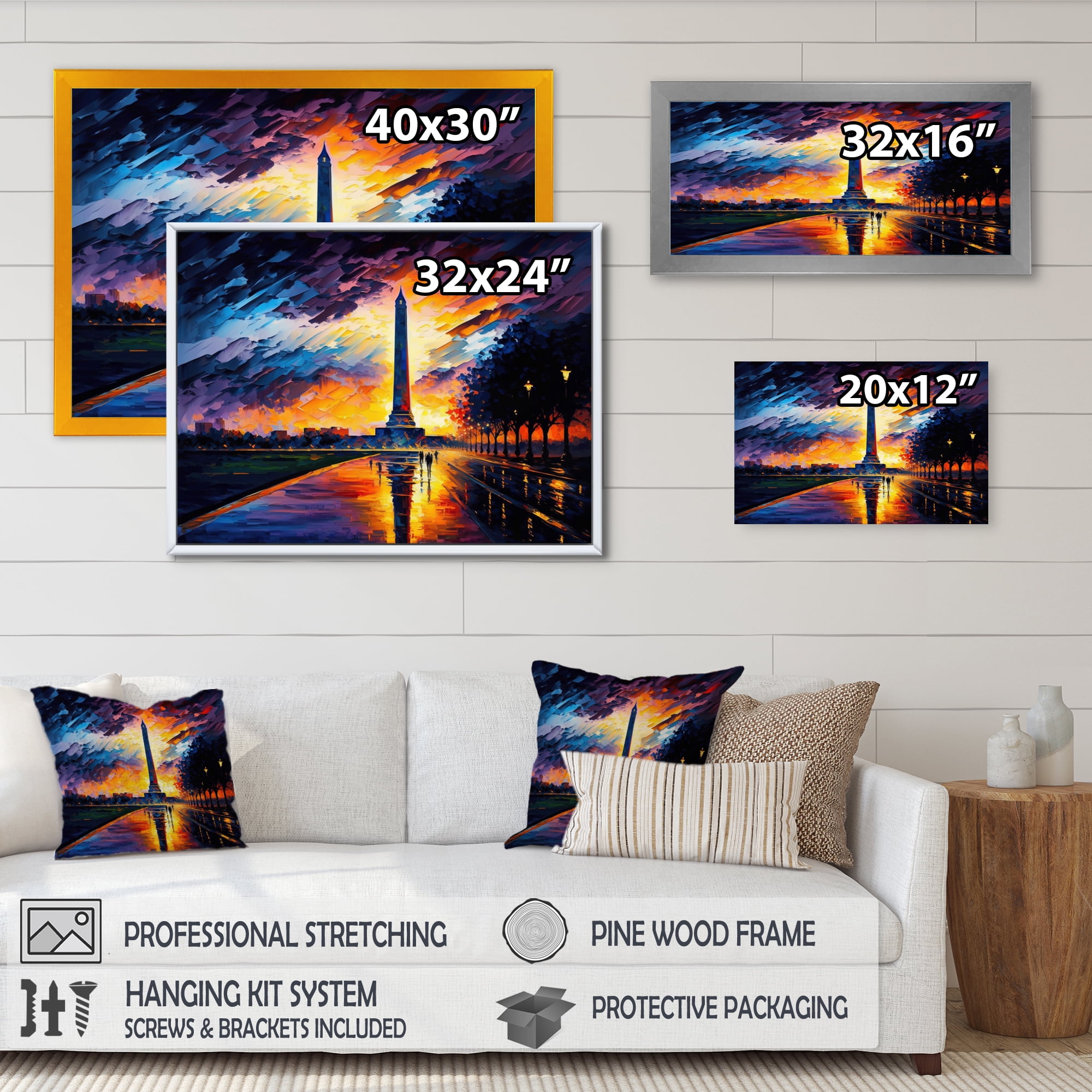 Designart Washington Skyline At Sunset I Canvas Wall Art
