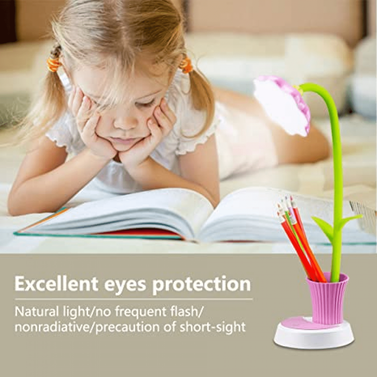 LED desk lamp Eye Protector For Kids LED charging Table Pink lamp sunflower 