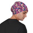 thumbnail image 4 of Xecao Skull rose blue flower Print Beanie Knitted Hat for Men Women, Winter Fashion Knit Cuffed Caps Unisex, 4 of 7