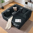 thumbnail image 4 of 106" Modular Sectional Sofa,L Shaped Cloud Sectional Couch with Deep Seat,Modern Velvet Boneless Couch with Movable Chaise & 5 Pillows,Compressed Sofa for Living Room,No Assembly Required (Black), 4 of 11