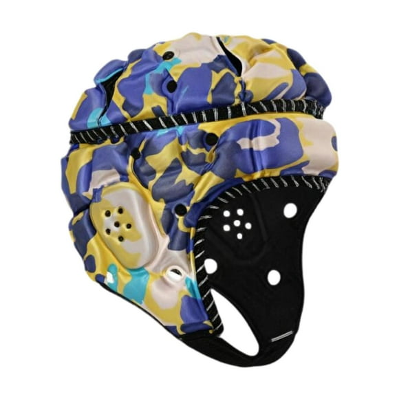 Casco de rugby, casco de fútbol, gorra deportiva con absorción de impactos, para entrenamiento, fútbol, béisbol, gorra de , talla para Azul Amarillo