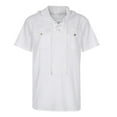 thumbnail image 2 of Palato Mens T Shirts,Men's V-Neck Cotton Linen Shirt Double Pocket Workwear Shirt Solid Color Hooded Shirt, 2 of 5