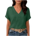 thumbnail image 2 of Sawvnm Plus Size Tops for Women's Fashion Casual Solid Button V Neck T-shirt Tops Blouse, 2 of 7