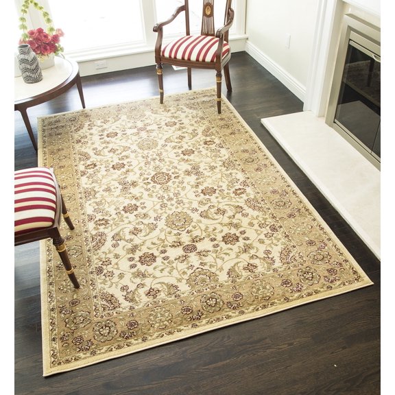 Rugs America Faith 3129-CRM Tabriz Cream Oriental Traditional Beige Area Rug, 5'3"x7'10"
