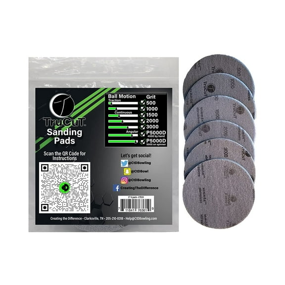 TruCut Sanding Pads | 6 Pack | 5" Diameter | Sanding Pads Made For Bowling Balls | Bowling Ball Resurfacing | Surface Management | Bowling Ball Restoration | Bowling Supplies & Accessories