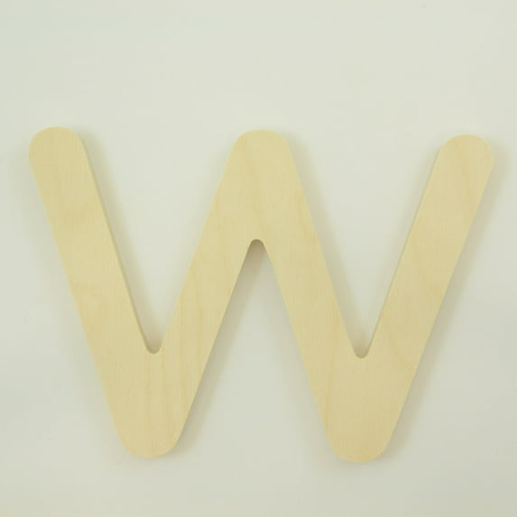 Package of 1, 12 Inch X 1" Baltic Birch "W" Wood Letters In The Gotham Rounded Font | Thick | Upper Case For Art & Craft Project, Made in USA