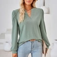 thumbnail image 4 of Scyoekwg Long Sleeve Shirts for Women Trendy Womens Clothes V-Neck Elegant Tunic Shirts Solid Color Loose Lightweight Vintage Casual Fall Clothes Pullover, 4 of 6