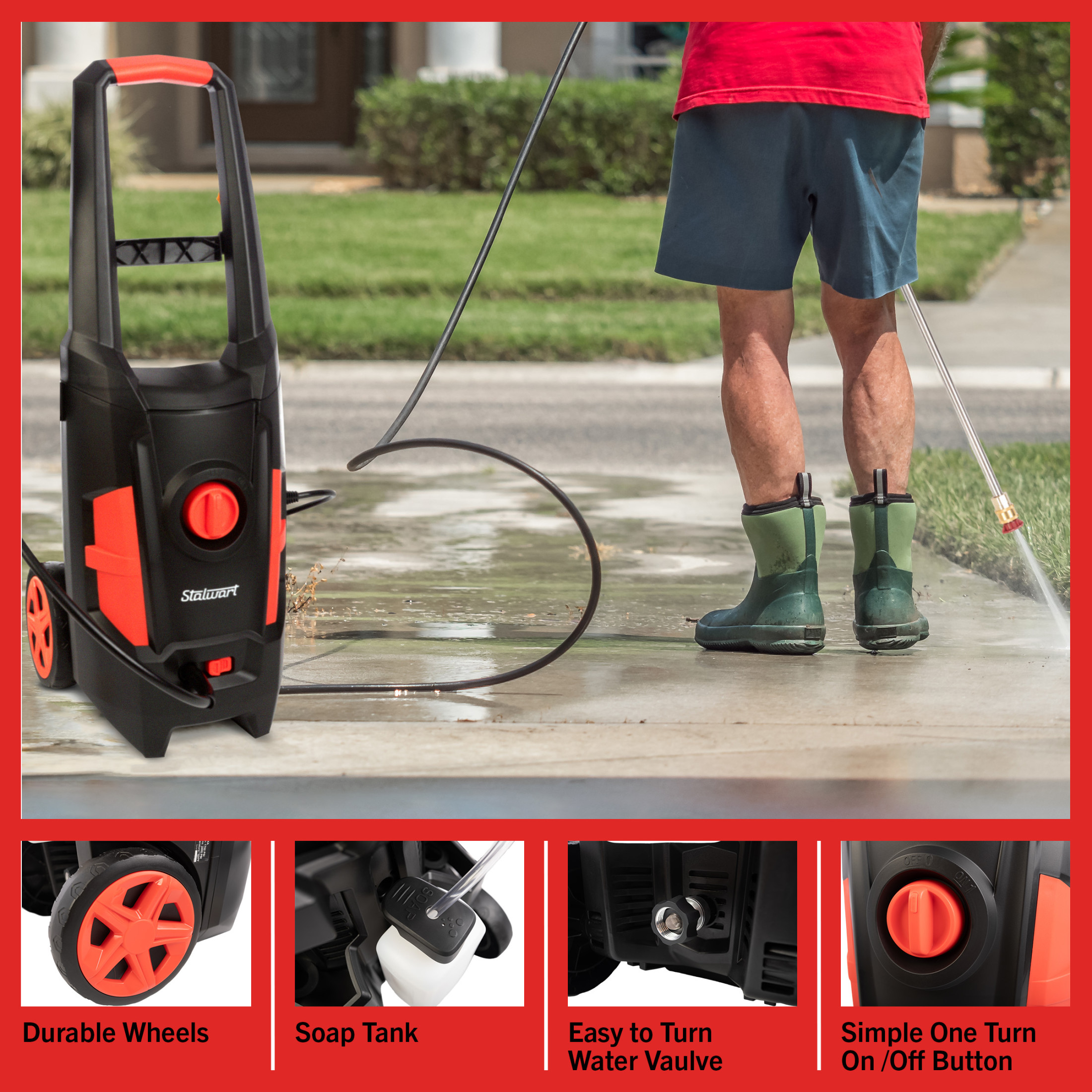 Stalwart Max 2400 PSI 1.8 GPM Pressure Washer with 5 Quick-Connect Nozzles