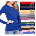 thumbnail image 2 of Long Sleeve Plain CREW Neck T-shirts Cotton/Spandex Red M, 2 of 4