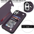 thumbnail image 3 of KOMI pour iPhone 16 Plus Étui Mural avec Porte-Cartes, Cuir PU Premium avec Support, Fentes pour Cartes, Protection Antichoc Robuste, Étui à Rabat pour Apple iPhone 16 Plus 6.7 Pouces, Violet Foncé, 3 of 4