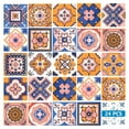 thumbnail image 2 of Mi Alma Removable Vinyl Floral Pink Blue Backsplash Tile Stickers, 24pcs, 2 of 11