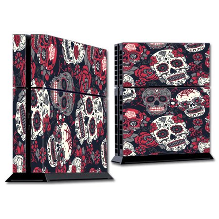 Skin Decal For Ps4 Playstation 4 Console / Sugar Skulls Red Black Dia De Los