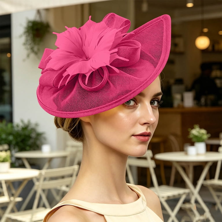 PBFRDSJ Feather Mesh Fascinator Tea Party Hat for Women 50s  display picture 3