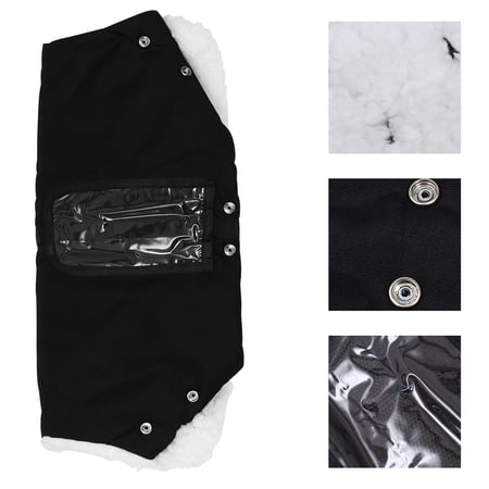 WRISTBIQUE Black Warm Gloves for Strollers with Plush and Oxford Fabric Windproof Design